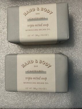 Castelbel 2X Hand & Body Moroccan Argan Oil Triple-Milled Bar Soap 10.5 oz Each